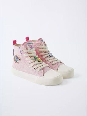 Zara Lilo & Stitch Disney Pink High-Top Sneakers Size 5 NWT